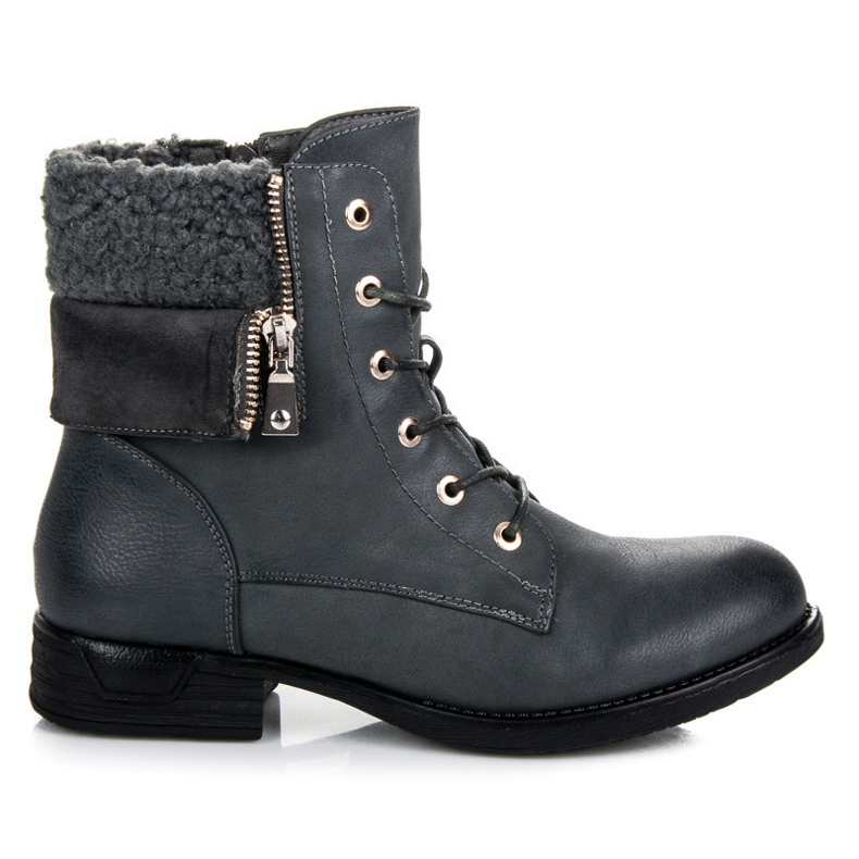 Queentina Bottes à lacets gris