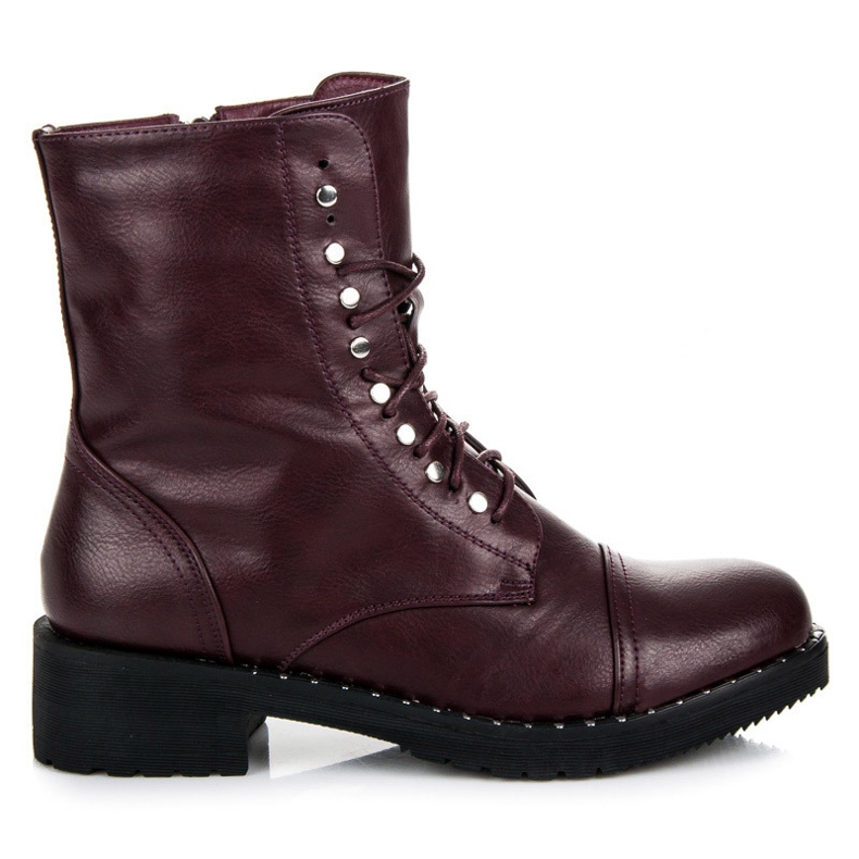 Anesia Paris Bottines nouées bordeaux rouge