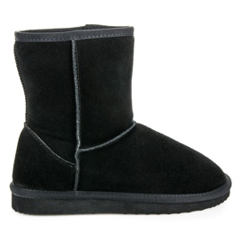 Coco Perla Bottes de neige en cuir pour femmes le noir