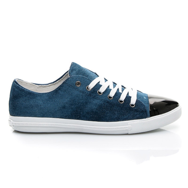Baskets en jean à bout en métal bleu