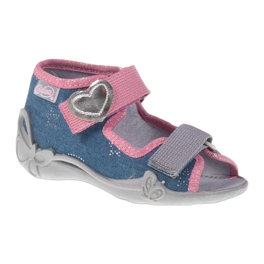 Chaussons Sandales Serduszko Befado 242p074 rose gris bleu