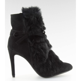 Bottes noires à talon haut avec fourrure noire 1319 Black