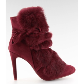 Bottines à talon haut bordeaux en fourrure 1319 W. Rouge multicolore