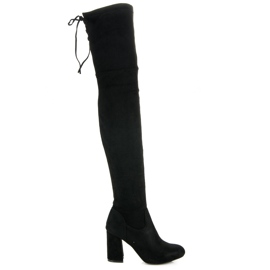 Cuissardes noires sur un poteau