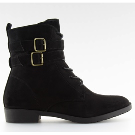 Bottines à lacets daim noir H7187 negro