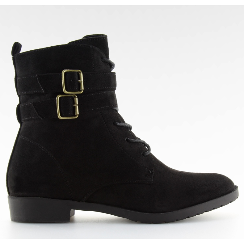 Bottines à lacets daim noir H7187 negro le noir