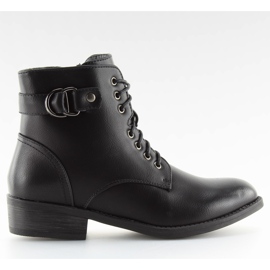 Bottines noires à lacets B0-165 noir