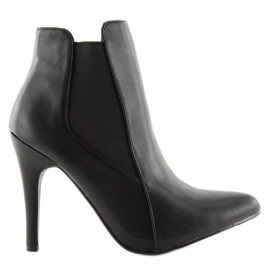 Bottes Noires à Talons Hauts Noir Mat 9095-43A