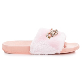 Queen Vivi Tongs roses avec fourrure