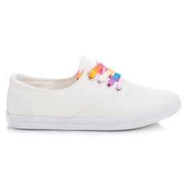 Anesia Paris Baskets à lacets multicolores blanc