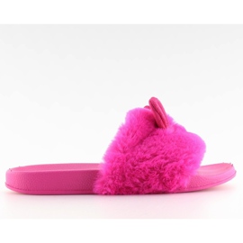 Chaussons fourrure à oreilles fuchsia fuchsia rose