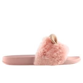 Chaussons fourrure avec oreilles rose LS-02 rose Chaussons fourrure avec oreilles rose LS-02 rose