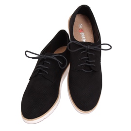 Noir Mocassins femme à lacets T297 Noir