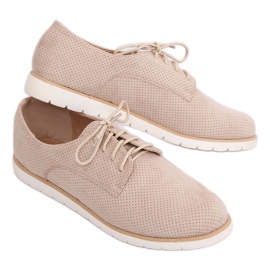 Mocassins femme beiges à lacets T297 Beige