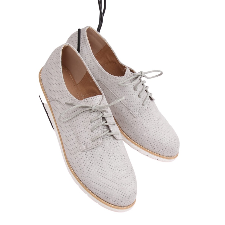 Gris Mocassins femme à lacets T297 Gris