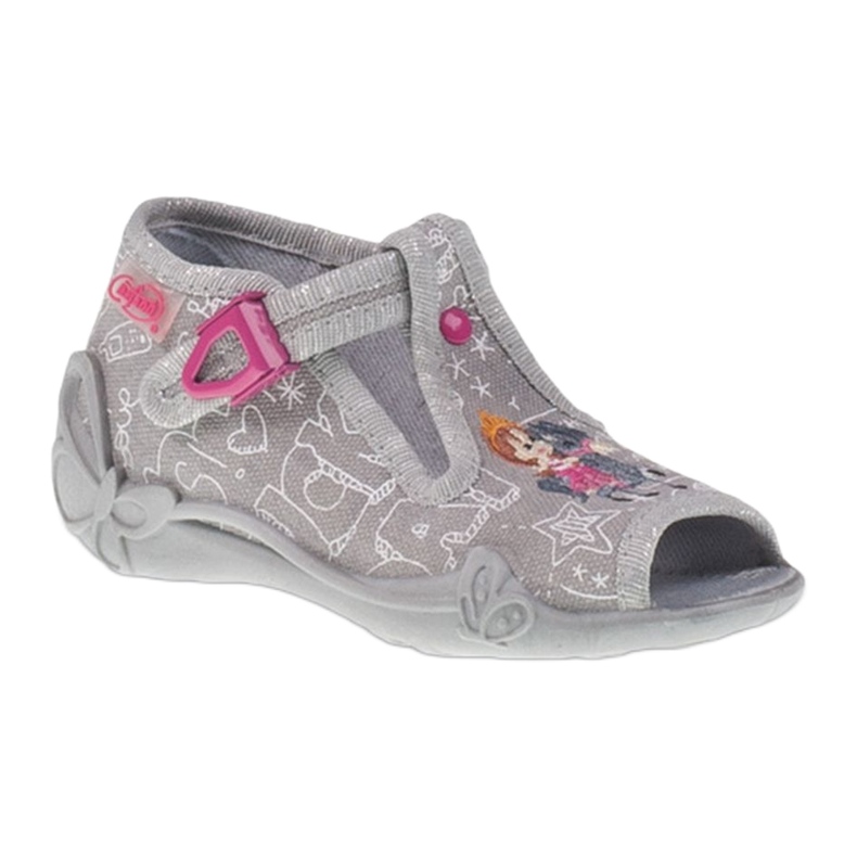 Befado chaussures pour enfants 213p103 pantoufles gris rose
