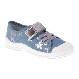 Baskets pour filles Befado 251y094 pantoufles gris bleu blanc