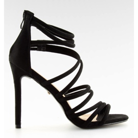 Sandales noires LE039 noires sur talon haut