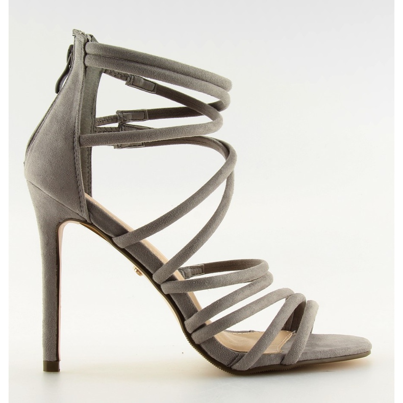Sandales grises sur talon gris LE039 gris