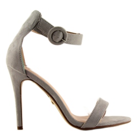 Gris NF-17 Sandales grises sur talon haut