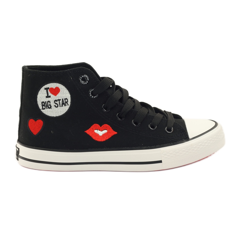 Baskets nouées Big star 274014 blanche le noir rouge Baskets nouées Big star 274014 blanche le noir rouge