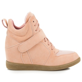 Baskets compensées confortables rose