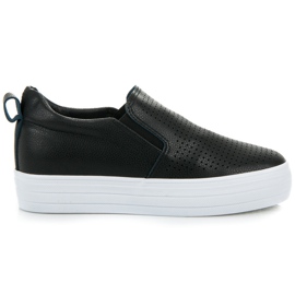 Slipons sur la plate-forme le noir