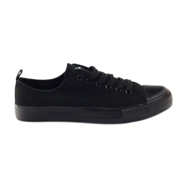 Chaussures baskets femme nouées noires American Club LH07/19
