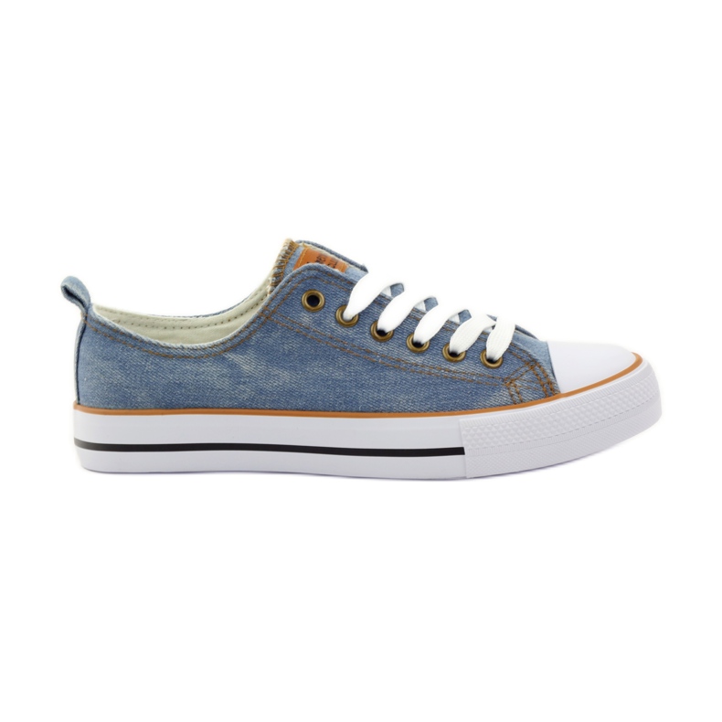 American Club baskets américaines en jean blanche brun bleu