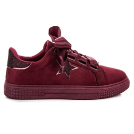 Baskets nouées en daim Bordo rouge