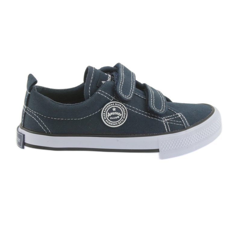 Baskets American Club bleu marine avec deux scratchs blanche