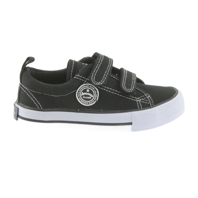 American Club American Children's Brush Sneakers Black Velcro le noir