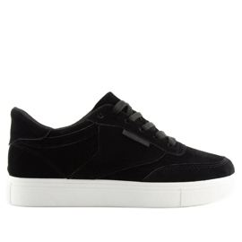 Baskets femme en daim noir NB172 Noir blanc