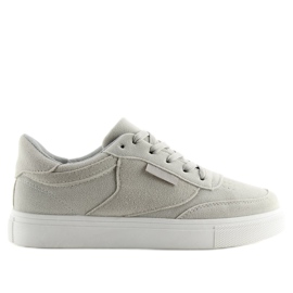 Baskets femme en daim gris NB172 LT.GRAY blanc