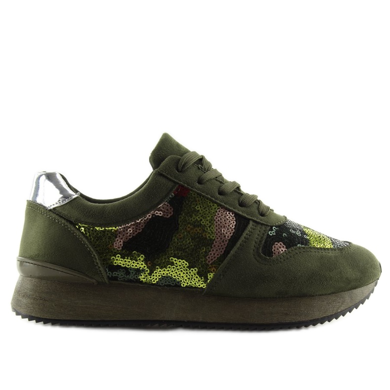 LH10P Chaussures de sport vertes à sequins gris jaune