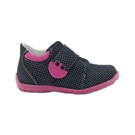 Chaussures fille à pois Ren But 1476 bleu marine rose bleu blanc