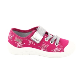 Chaussons baskets filles avec étoiles Befado 251X096 rose argent