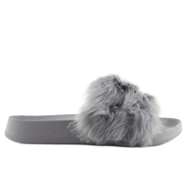 Chaussons gris avec fourrure S37 gris