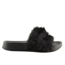 Chaussons noirs S37 noirs avec fourrure le noir