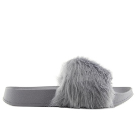 Chaussons fourrure grise S36 gris