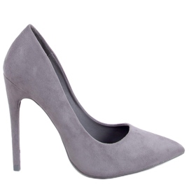 Escarpins sur un daim gris 5101 Talon aiguille gris