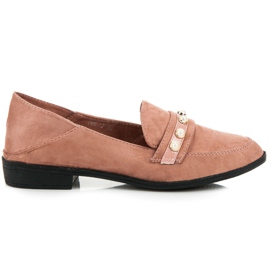 Sixth Sense Chaussures en daim avec perles rose