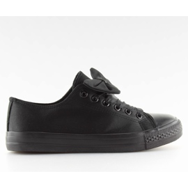 Baskets noires en satin pour femmes 16-509 Allblack