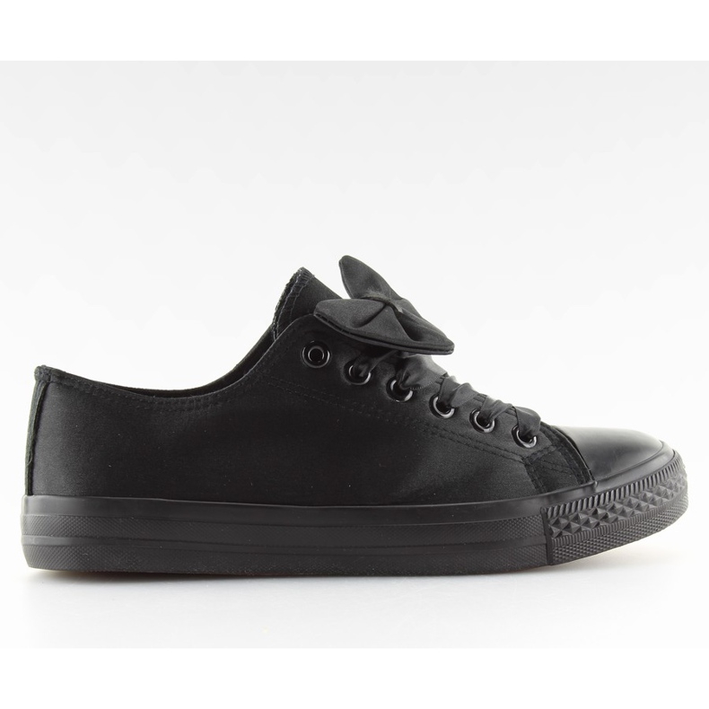Baskets noires en satin pour femmes 16-509 Allblack le noir