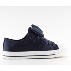 Baskets femme en satin bleu marine