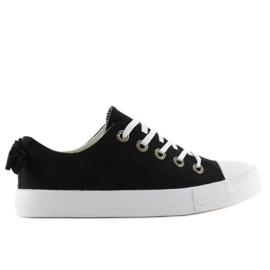 Baskets noires pour femmes avec un nœud 8935 Black le noir