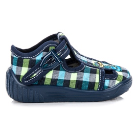 Reweks Pantoufles à carreaux bleu