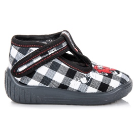 Reweks Pantoufles à carreaux le noir blanche