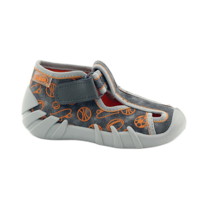 Befado chaussures pour enfants pantoufles 190p082 gris orange