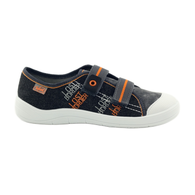 Chaussons baskets garçon navets Befado gris orange le noir
